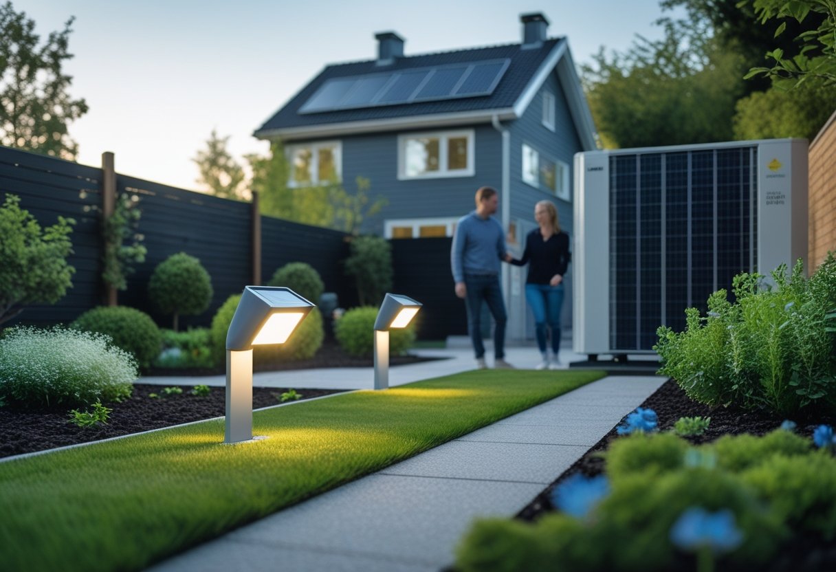 Sure, here is the translation without any special characters:Energy savings in the garden with solar lamps and heat pumps in Birkerød